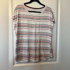 DbSunday Red and Black Striped Short Sleeve Top